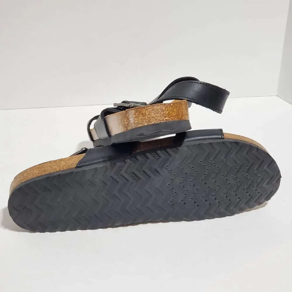 GEOX Mens Size 45/12 Respira 3 Strap Sandals Leather Cork insole Italy LkNw‎